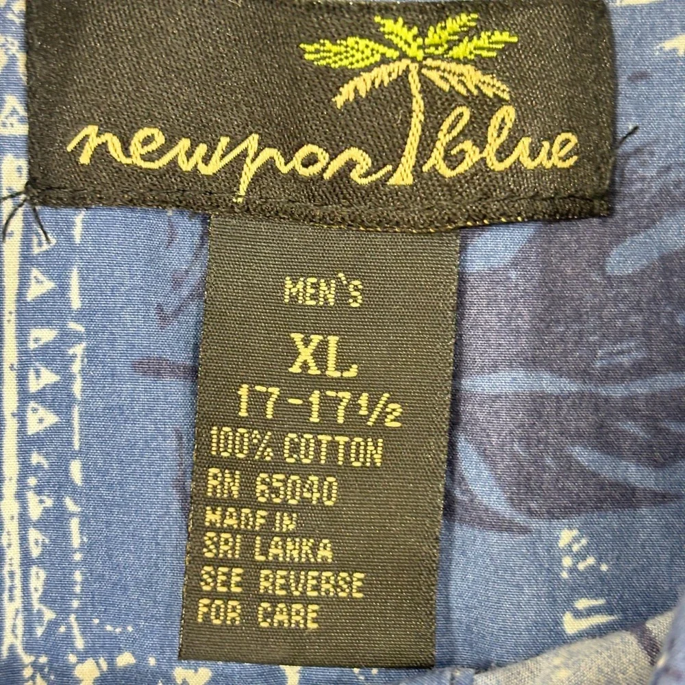Newport Blue Camp Shirt Mens XL Hawaiian Relaxed Fit Tropical Fish Print Aloha - Picture 5 of 8